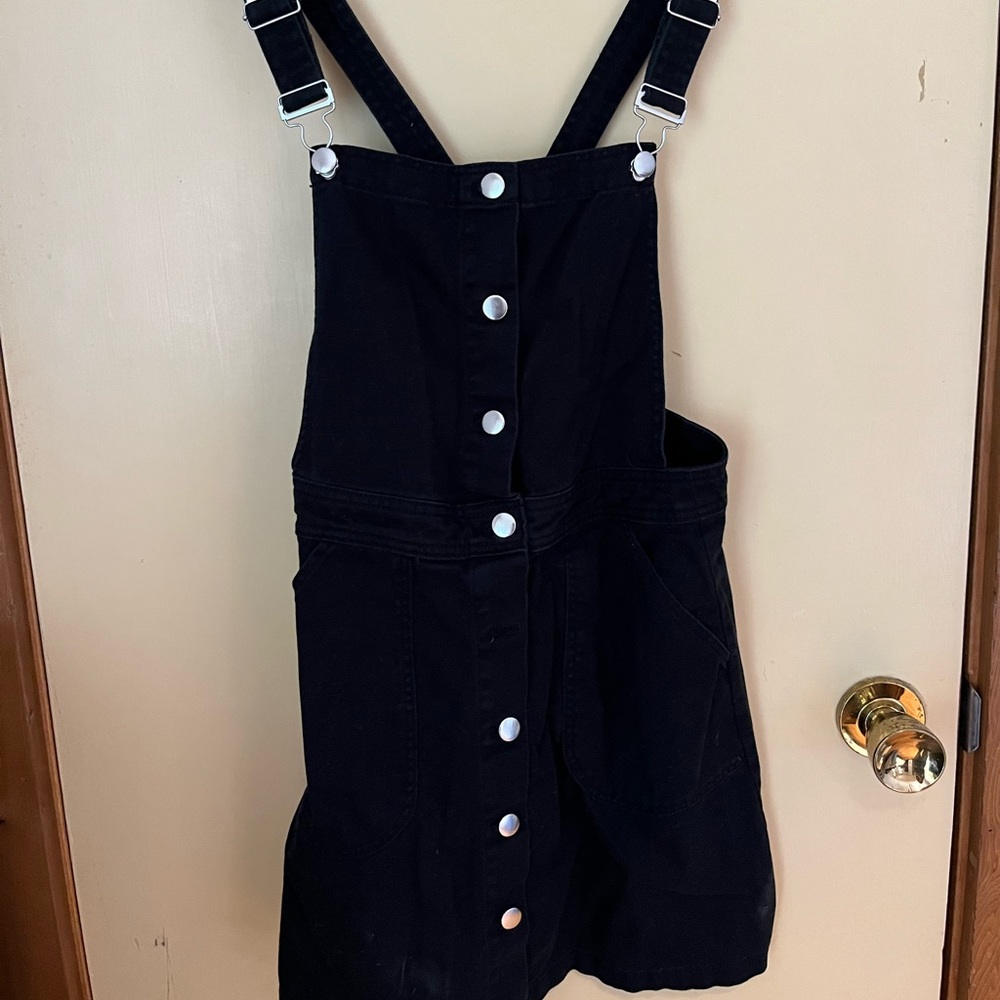 Black Denim Overall Dress